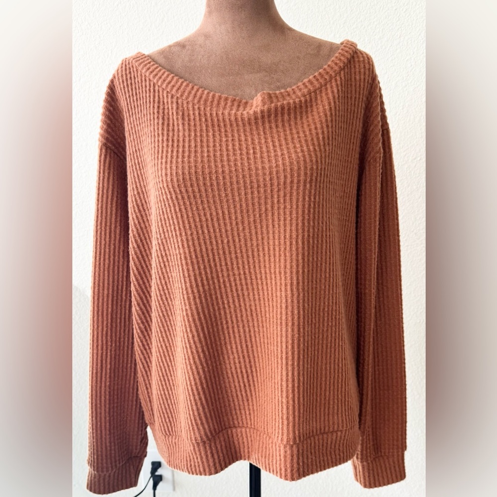 78 & Sunny Women's Cozy Ribbed Sweater - Terracotta